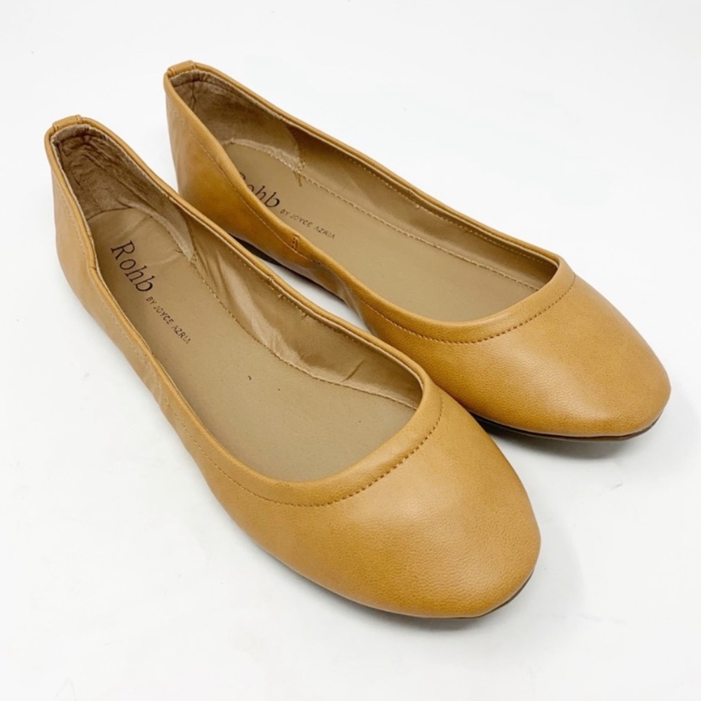 ROHB | Women’s Cognac Round Toe Ballerina Flats